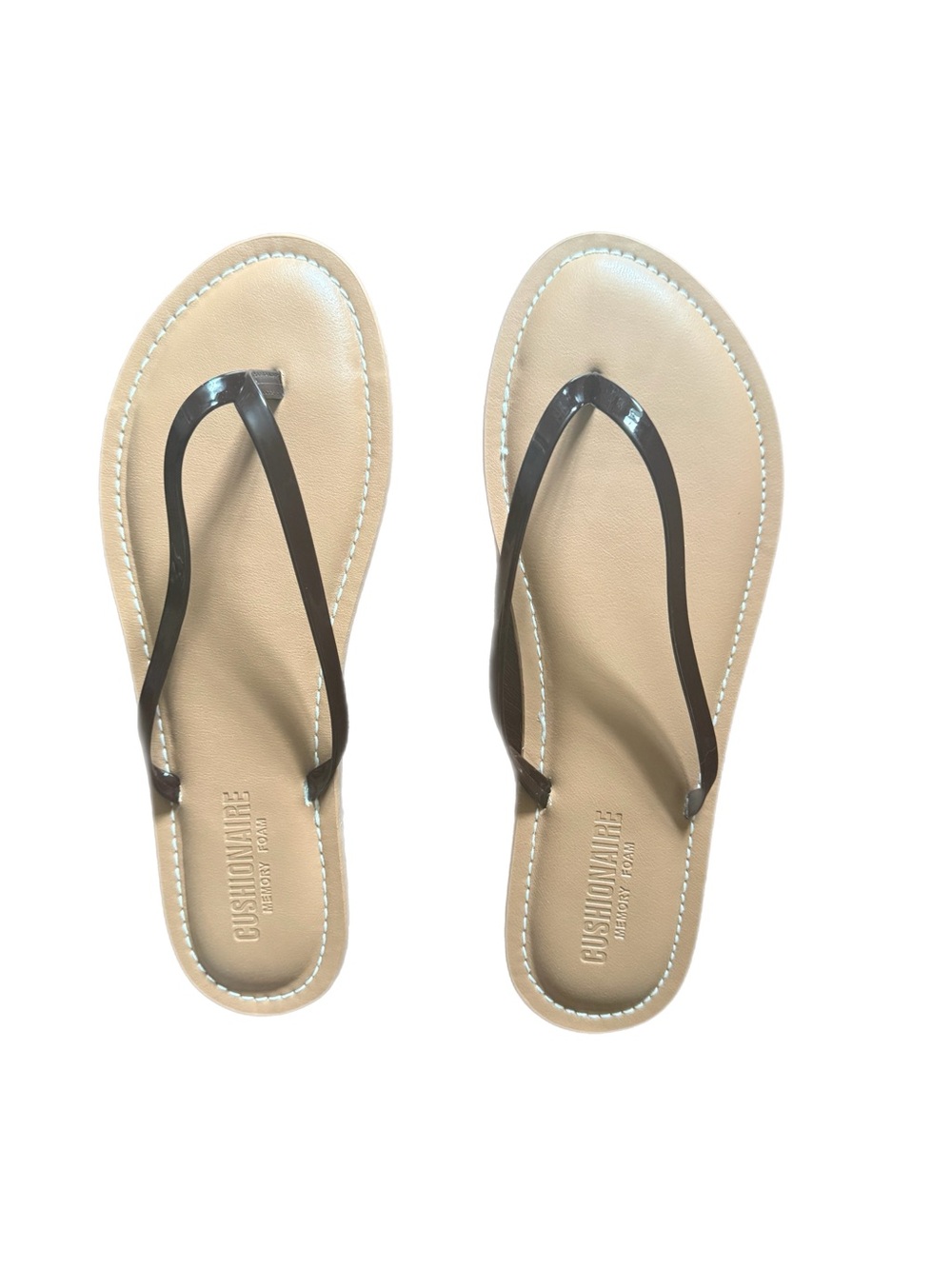 Cushionaire Cora Brown Patent Women's Memory Foam Sandals